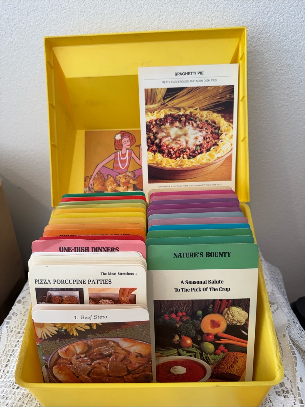 Vintage Betty Crocker Step by Step Recipe Card Collection in Yellow Box